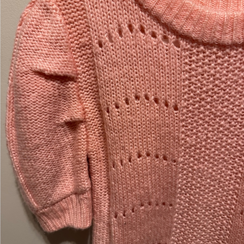 Anthropologie English Factory Pink Knit Puff Sleeve Sweater XS - Picture 4 of 6